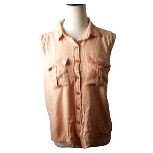🦋So 100% Rayon Dusty Pink Button Down Sleeveless Top